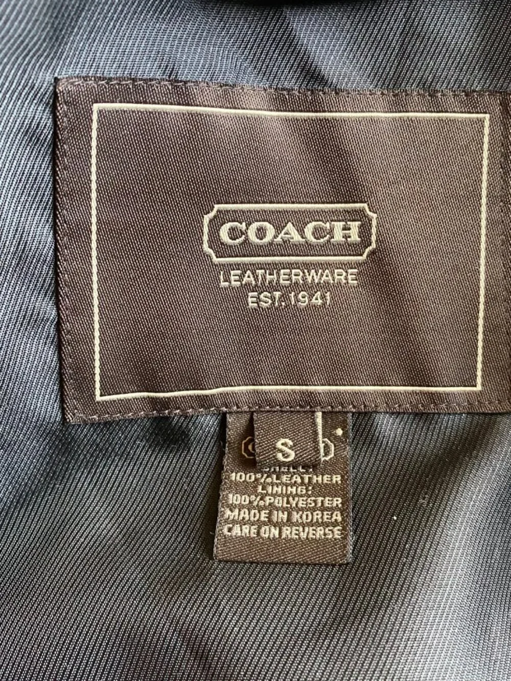 Coach Men's Black Leather Jacket / Casual Blazer with Notched Lapel, Size S